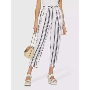 Ted Baker London Linen Asherr Tapered Trouser Pants Size 3 White Striped